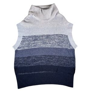 BCBGMAXAZRIA Women's Wool/Cashmere Blue Ombre Knit Cowl Neck Sweater Vest Sz M/L